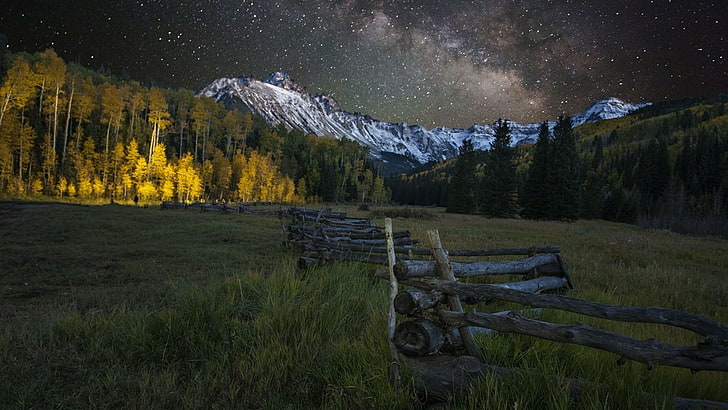 mountain range, night sky, mount sneffels, usa, united states, HD wallpaper