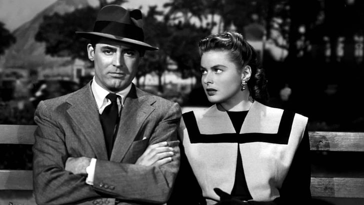 Cary Grant, Ingrid Bergman, two people, suit, portrait, formalwear, HD wallpaper