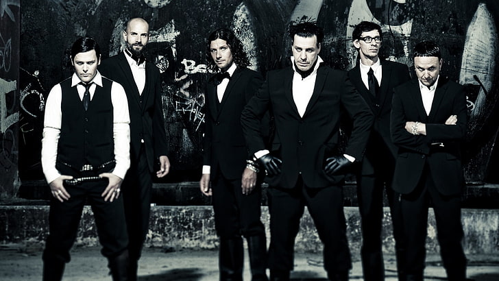 men's black and white tuxedo suit, music, metal, Rammstein, the Germans, HD wallpaper