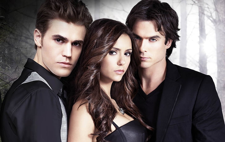 HD wallpaper: Vampire Diaries Elena, Stefan, and Damon wallpaper, the  series | Wallpaper Flare