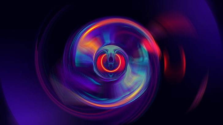 purple, light, circle, graphics, sphere, spiral, neon, abstract, HD wallpaper