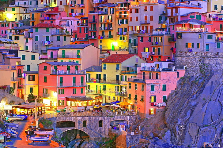 Towns, Manarola, Cinque Terre, Close-Up, Colorful, House, Italy