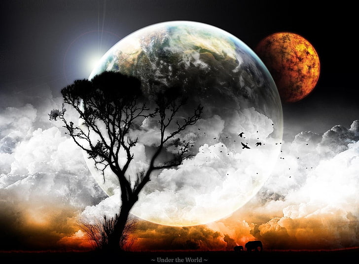 HD wallpaper: 3D Space View Full, earth illustration, sky, tree, sun, world  | Wallpaper Flare
