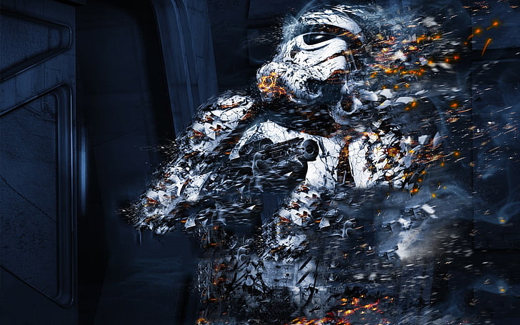 white Storm Trooper, Star Wars, stormtrooper, disintegration, HD wallpaper
