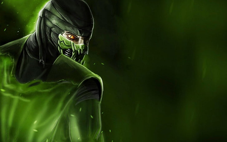 Mortal Kombat, Reptile, green color, one person, front view, HD wallpaper