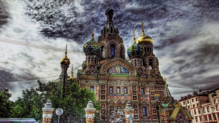 Wallpaper Church Of The Savior On Blood, Russia, Europe, Sky, Cloud 2560×1440, HD wallpaper