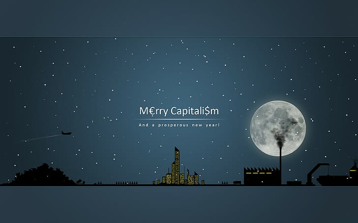 humor, digital art, quote, typography, Christmas, Moon, HD wallpaper