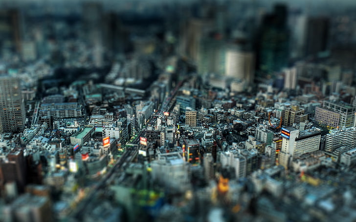 aerial photography of concrete buildings, shallow focus photo of city skyline