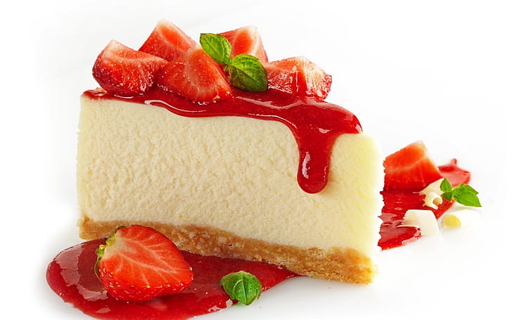 Strawberry Cheesecake, dessert, HD wallpaper