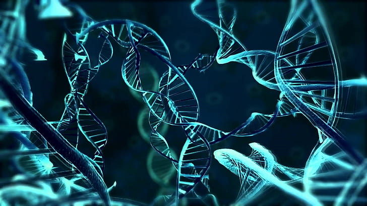 blue, organism, dark, dna, life, rna, genetics, molecule, protein, HD wallpaper