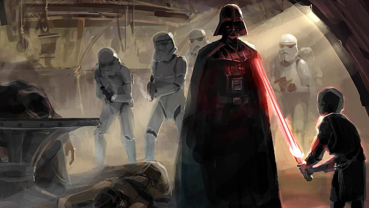 Star Wars digital art, science fiction, Darth Vader, stormtrooper
