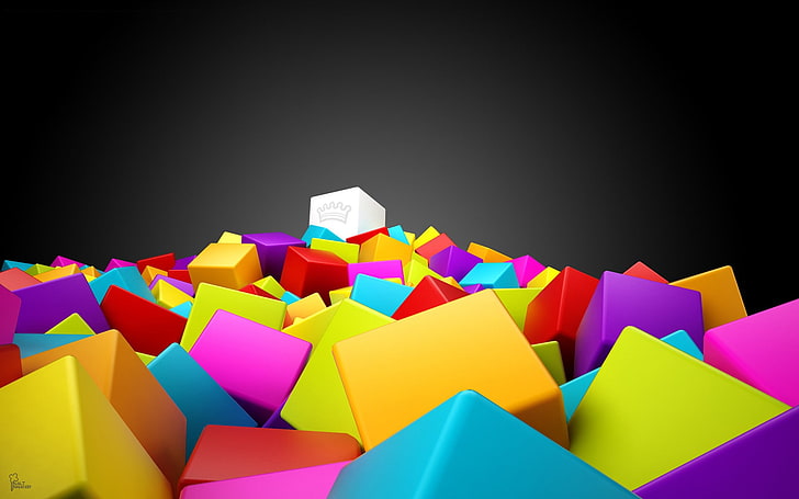 assorted-color block toy lot, abstract, crown, colorful, cube, HD wallpaper