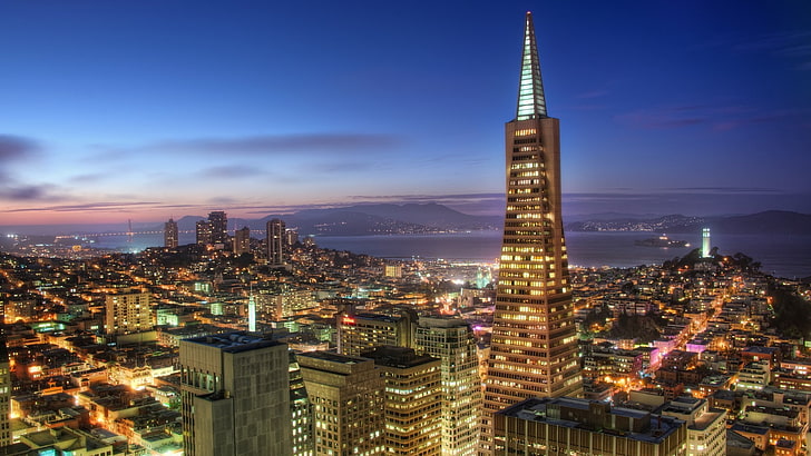 cityscape, San Francisco, USA, night, architecture, built structure, HD wallpaper