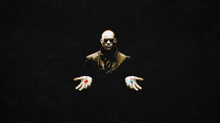 Samuel L. Jackson, The Matrix, Morpheus, black background, creativity