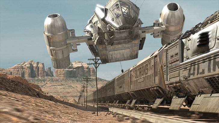 Firefly, gray spaceship and train, tv shows, 1920x1080, HD wallpaper