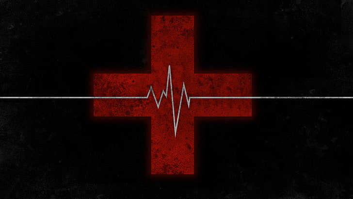 Medic, heartbeat, cross, cross shape, sign, red, symbol, no people, HD wallpaper