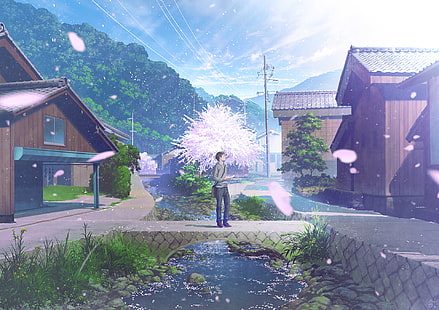 Wallpaper spring, anime, garden images for desktop, section арт - download