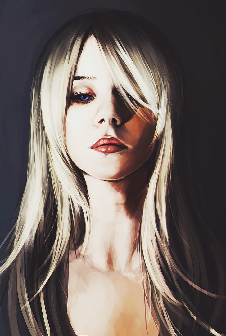 artwork, fan art, blue eyes, DeviantArt, dark eyes, portrait, HD wallpaper
