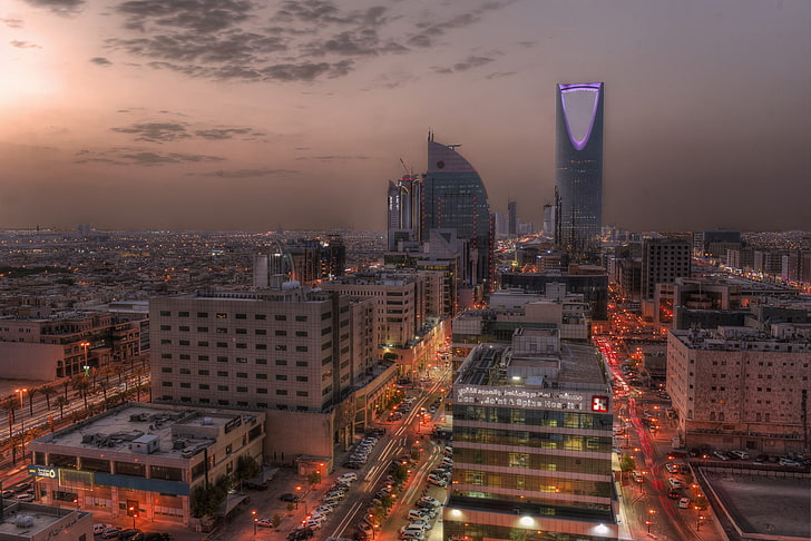 night, lights, Riyadh