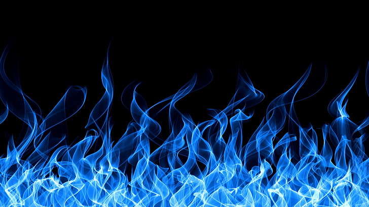 flame, abstract, blue, motion, backgrounds, black background, HD wallpaper