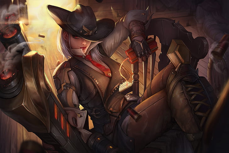Video Game, Overwatch, Ashe (Overwatch), Cowgirl, Hat, Woman Warrior