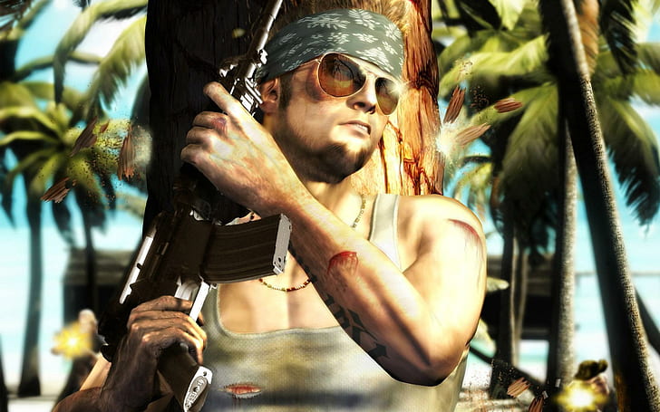 Far Cry, man in white tank top game character, games, 1920x1200