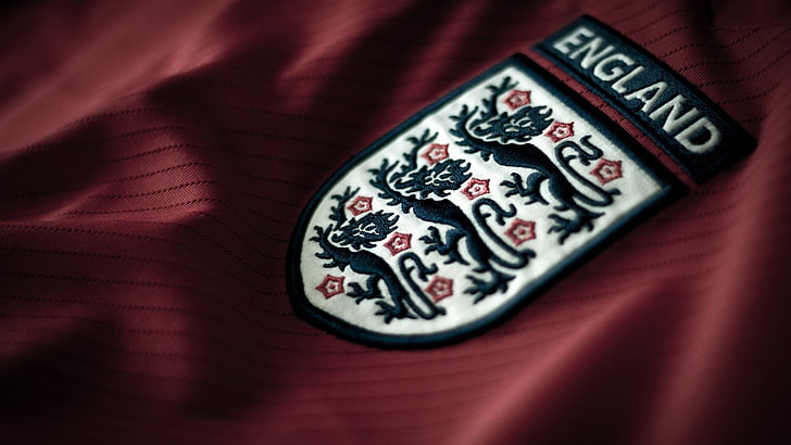 white, black, and red England patch, soccer, sports jerseys, close-up, HD wallpaper