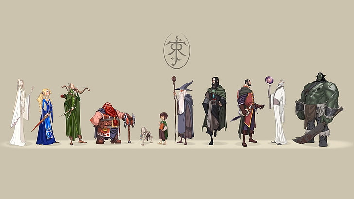 assorted characters wallpaper, illustration of Orc, Elf, Human, Dwarfs, and fairy