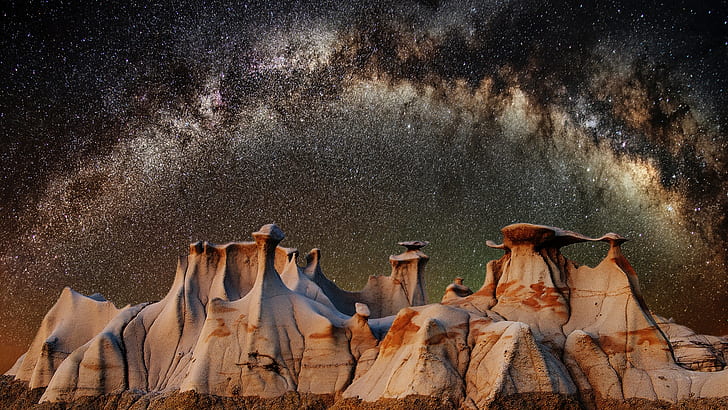 nature, Milky Way, stars, landscape, HD wallpaper
