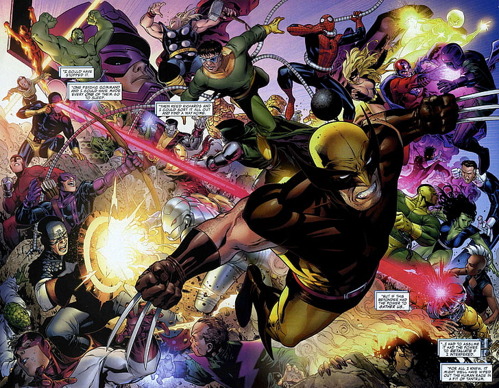 Marvel and DC poster, X-Men, Marvel Comics, Wolverine, Hulk, Captain America, HD wallpaper