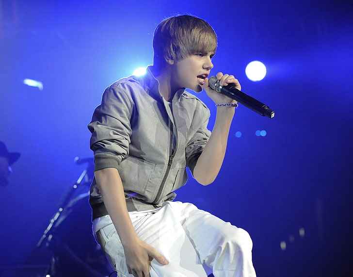 Justin Bieber, microphone, concerts, performances, celebrity, HD wallpaper