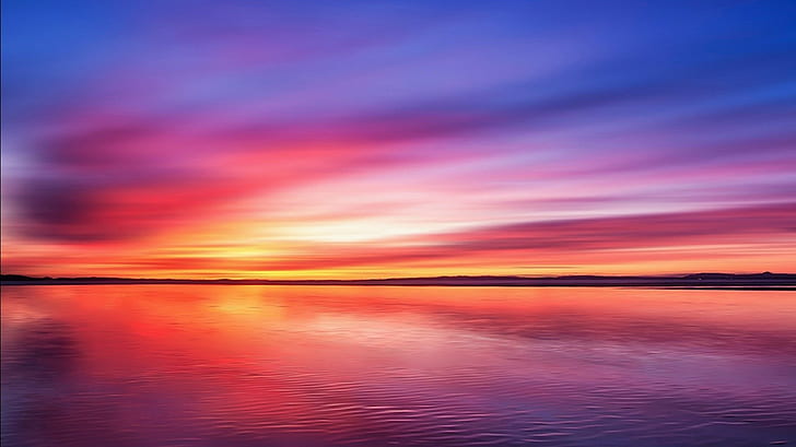 Sea, Sunset, Horizon, Landscape, Beautiful, Nature, view of sunset, HD wallpaper