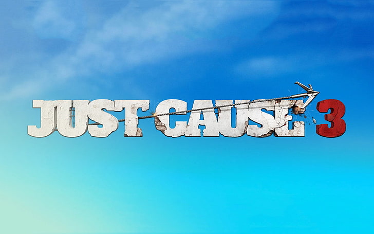 Just Cause 3 poster, action, logo, arrow, single Word, blue, text