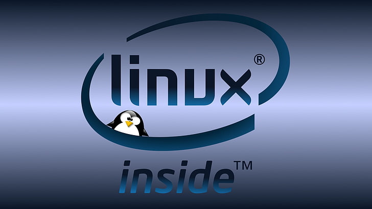 Linux inside logo, GNU, Intel, communication, text, western script, HD wallpaper