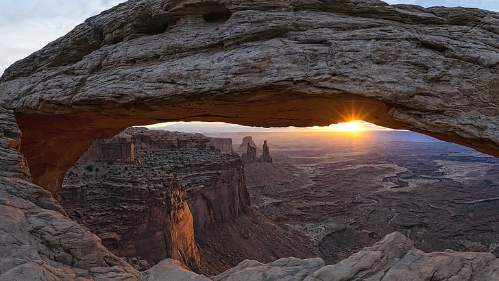 landscape, sunset, rock formation, Canyonlands National Park, HD wallpaper