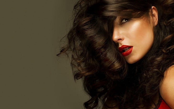 Woman Red Lips Style