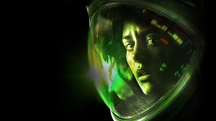 woman wearing spacesuit digital wallpaper, Alien: Isolation, green color