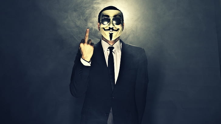 anarchy, anonymous, dark, finger, gesture, horror, mask, HD wallpaper
