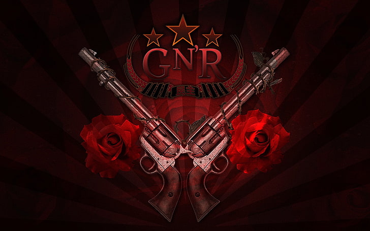 Guns N' Roses logo, Band (Music), red, no people, text, communication, HD wallpaper