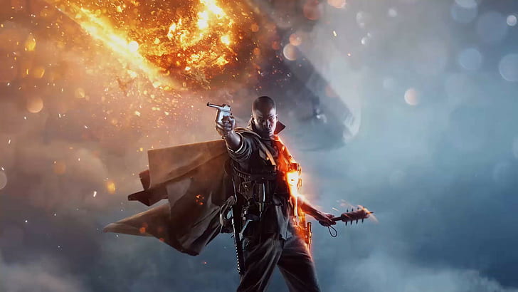 The sky, Lights, Look, Smoke, Fire, Knife, The airship, Soldiers