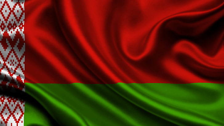 red, green, and silver cloth, belarus, satin, flag, patriotism