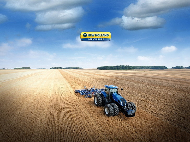 Tractors, New Holland Tractor, sky, landscape, transportation, HD wallpaper