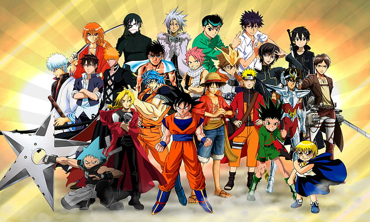 Toriko, Sawada Tsunayoshi, Elric Edward, Monkey D. Luffy, Son Goku, HD wallpaper