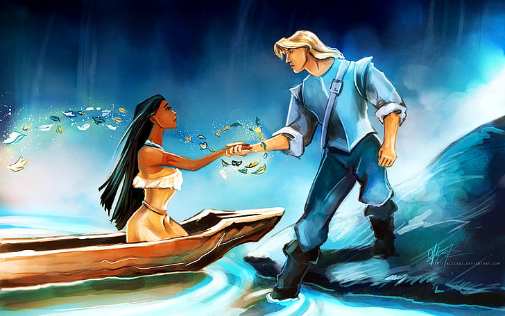 Disney Pocahontas HD, disney's pocahontas and john smith illustration, HD wallpaper