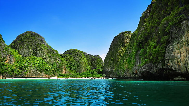 phi phi islands, thailand, asia, blue sky, sea, water, scenics - nature, HD wallpaper