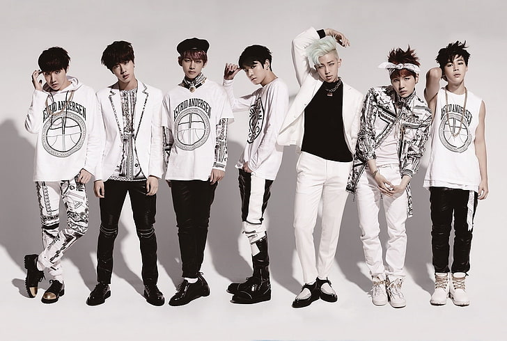 men's white and black long-sleeved shirt, BTS, K-pop, Rap Monster