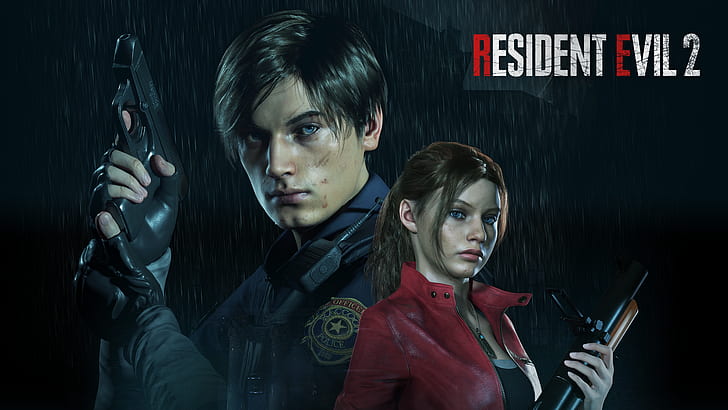 Resident Evil 2, video games, games art, Leon Kennedy, Claire Redfield