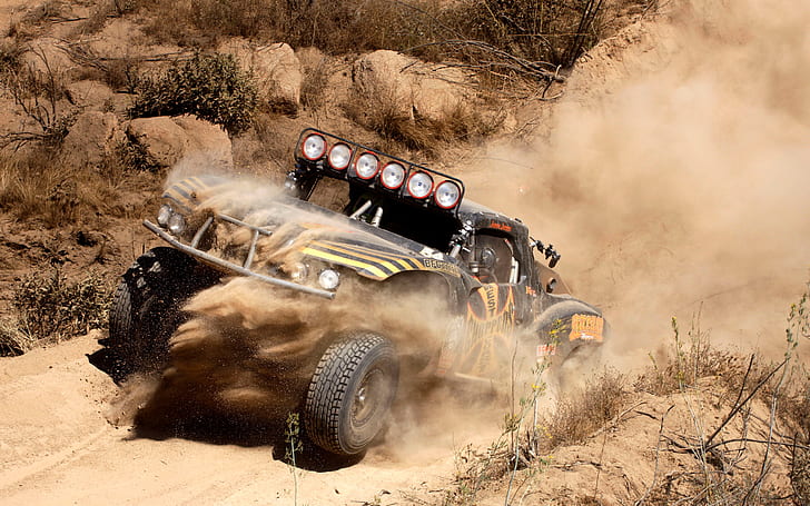 Sand, Auto, Dust, Desert, Stones, Mexico, Race, CA, Jeep, California, HD wallpaper