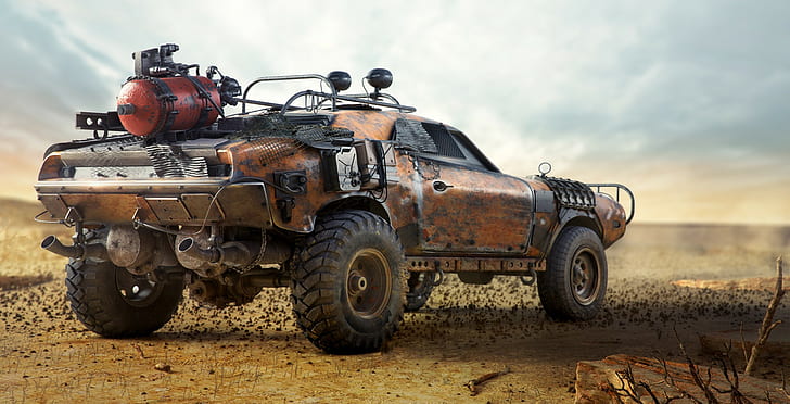 Mad Max Car, heath, cars, desert, HD wallpaper