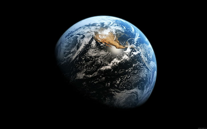 Earth in black space, photo of the earth, planet, galaxy